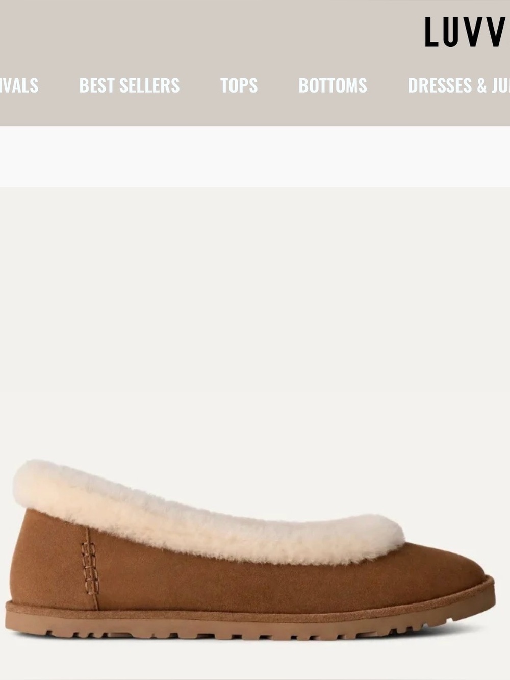 Women's Suede Slip-On Slipper with Cream Shearling Collar - Brown